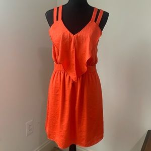 BCBG dress. Orange open back double strap mini dress. Size 6